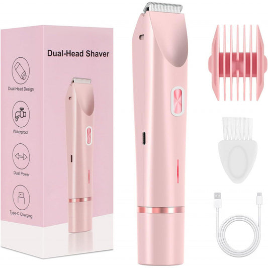 2-in-1 Women’s Electric Hair Remover – Double Head Shaver for Bikini, Body & Underarms (Wet & Dry)