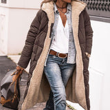 Women’s Solid Color Hooded Long Coat – Double-Sided Wear Winter Cardigan Jacket