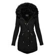 Women’s Plush Hooded Parka – Thick Winter Zip-Up Coat with Buckle & Pockets (Mid-Length)