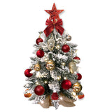 2ft Mini Christmas Tree with Lights – Flocked Tabletop Christmas Decor with Ornaments