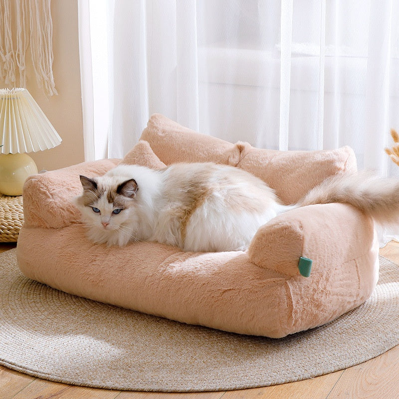 Flannel Warm Cat Sofa – Ultra-Soft Pet Bed for Cozy Naps (M / L Sizes)