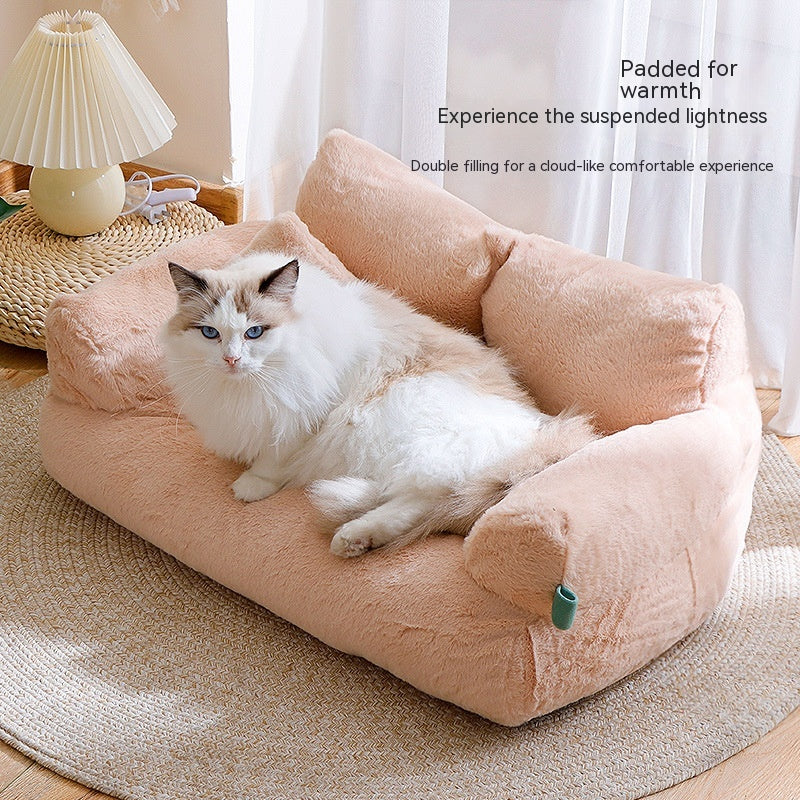 Flannel Warm Cat Sofa – Ultra-Soft Pet Bed for Cozy Naps (M / L Sizes)