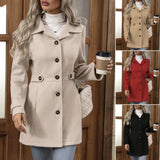 Women’s Elegant Single-Breasted Woolen Coat – Mid-Length Lapel Jacket for Commuting & Daily Wear