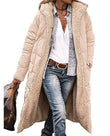 Women’s Solid Color Hooded Long Coat – Double-Sided Wear Winter Cardigan Jacket