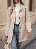 Women’s Elegant Single-Breasted Woolen Coat – Mid-Length Lapel Jacket for Commuting & Daily Wear
