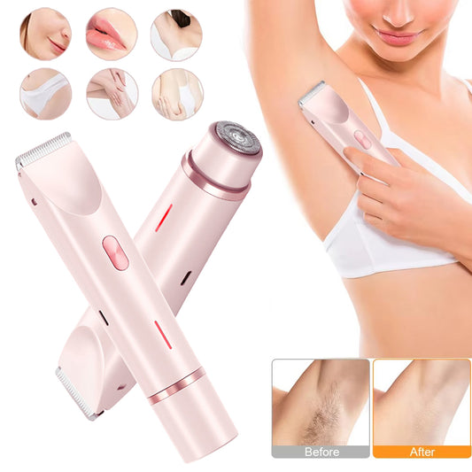2-in-1 Women’s Electric Hair Remover – Double Head Shaver for Bikini, Body & Underarms (Wet & Dry)