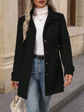Women’s Elegant Single-Breasted Woolen Coat – Mid-Length Lapel Jacket for Commuting & Daily Wear