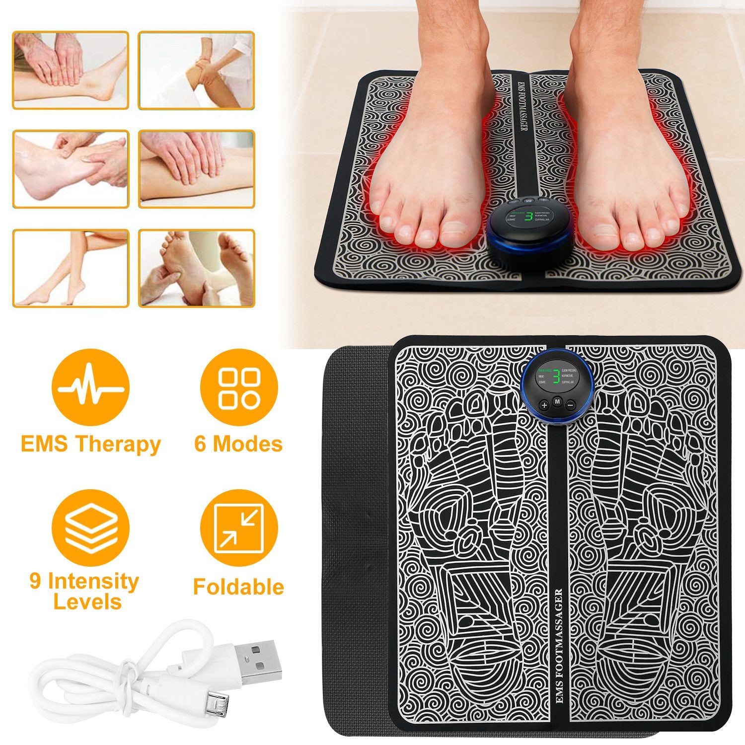 Electric Foot Massage Pad – EMS Foot Stimulator for Pain Relief & Relaxation