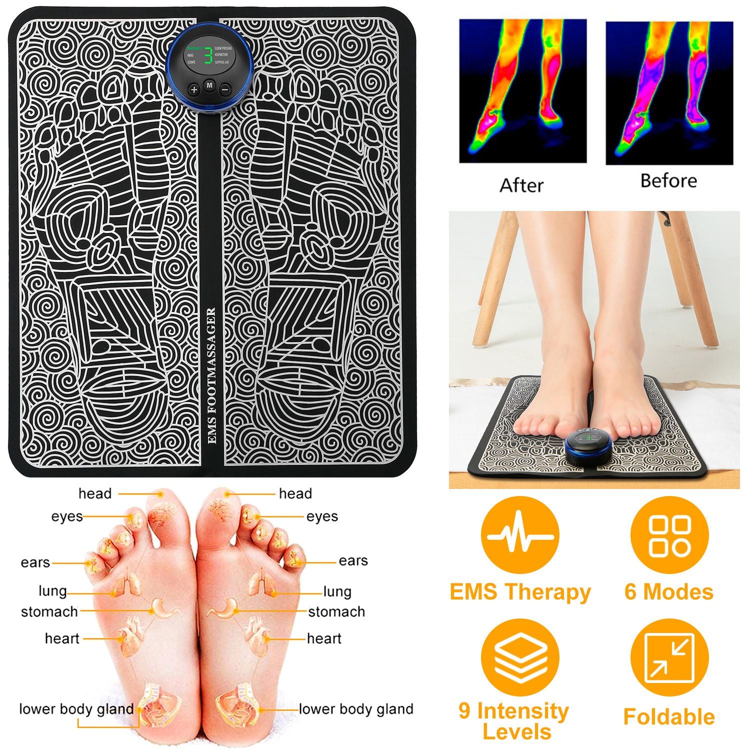 Electric Foot Massage Pad – EMS Foot Stimulator for Pain Relief & Relaxation
