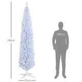 HOMCOM 8' Slim White Pencil Christmas Tree – 618 Tips, Realistic & Easy Setup