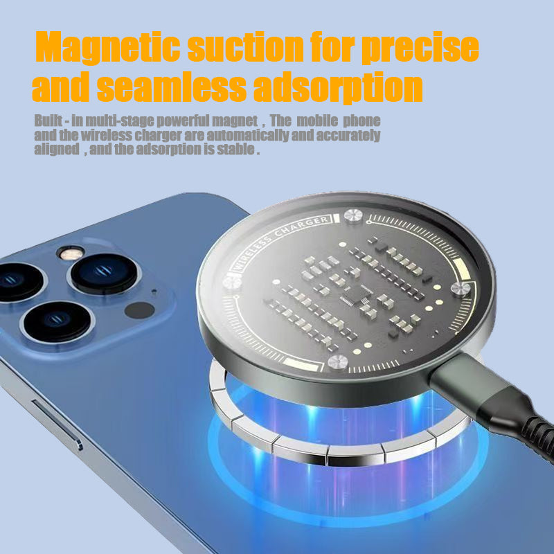 15W Magnetic Wireless Charger – Qi2 Fast Charging for iPhone 12–17 Pro & Pro Max