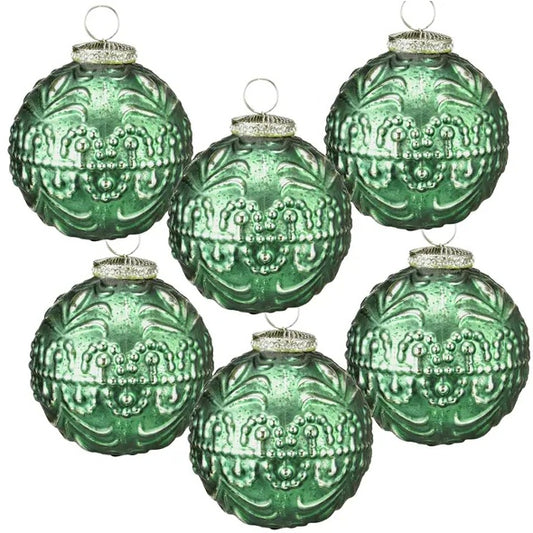 D3.9 Glass Christmas Ball Ornaments – Set of 6 Modern Decorative Tree Baubles
