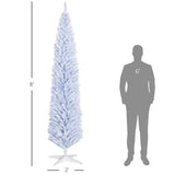 HOMCOM 8' Slim White Pencil Christmas Tree – 618 Tips, Realistic & Easy Setup