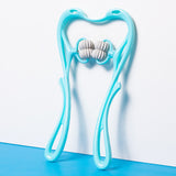 6-Roller Manual Neck Massager – Six-Wheel Deep Tissue Roller with Natural Stone Scraper