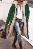 Women’s Solid Color Hooded Long Coat – Double-Sided Wear Winter Cardigan Jacket