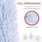 HOMCOM 8' Slim White Pencil Christmas Tree – 618 Tips, Realistic & Easy Setup