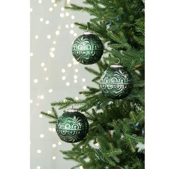 D3.9 Glass Christmas Ball Ornaments – Set of 6 Modern Decorative Tree Baubles