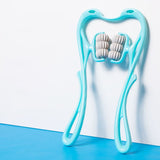 6-Roller Manual Neck Massager – Six-Wheel Deep Tissue Roller with Natural Stone Scraper