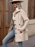 Women’s Elegant Single-Breasted Woolen Coat – Mid-Length Lapel Jacket for Commuting & Daily Wear