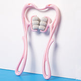 6-Roller Manual Neck Massager – Six-Wheel Deep Tissue Roller with Natural Stone Scraper